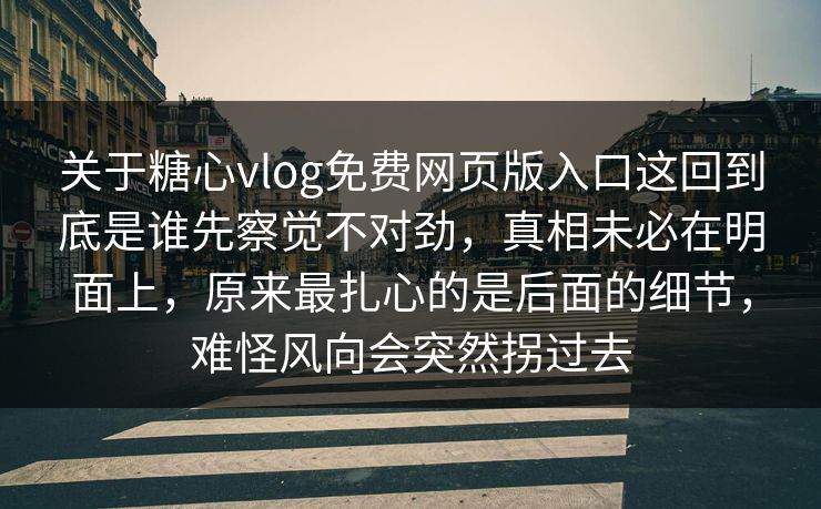 关于糖心vlog免费网页版入口这回到底是谁先察觉不对劲，真相未必在明面上，原来最扎心的是后面的细节，难怪风向会突然拐过去