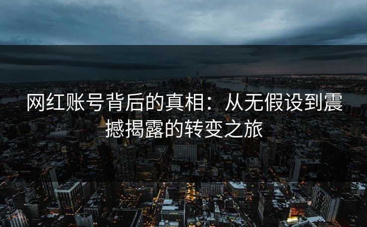 网红账号背后的真相:从无假设到震撼揭露的转变之旅 网红账号背后的真相:从无假设到震撼揭露的转变之旅